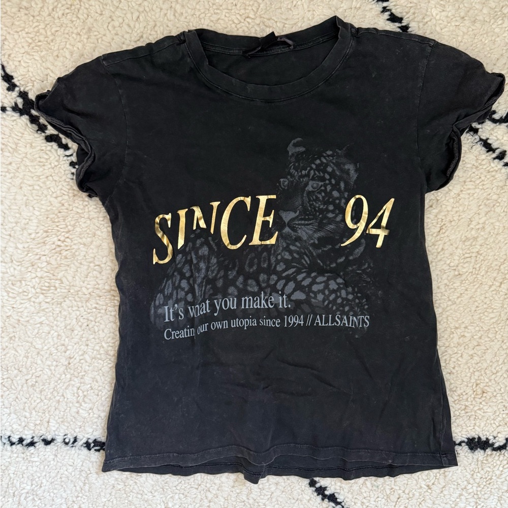 AllSaints Black Graphic Tee Size 2/XS